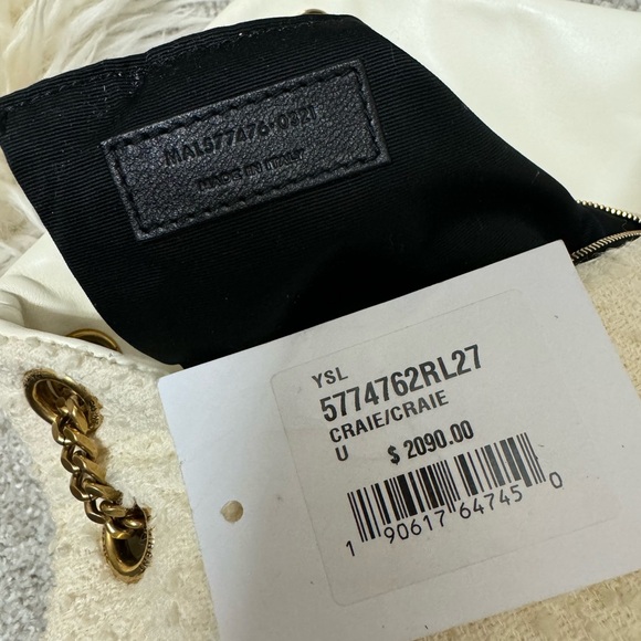 YSL Saint Laurent Small Lou Lou Tweed Boucle Cream Purse - Picture 8 of 12